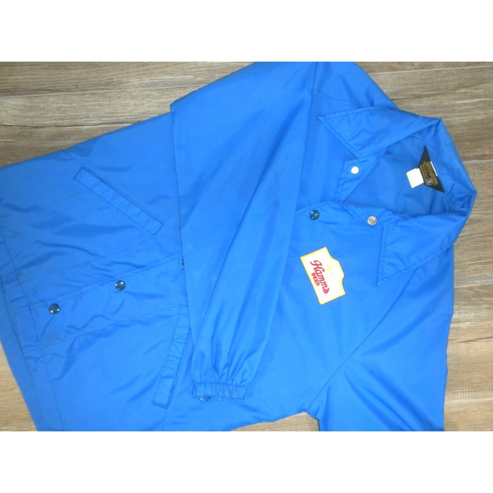 Vintage Hamm's‎ Beer Windbreaker Jacket Mens S Blue Snap Down Swingster USA 90's
